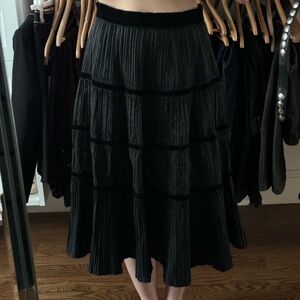 Black vintage Tiered Midi Skirt